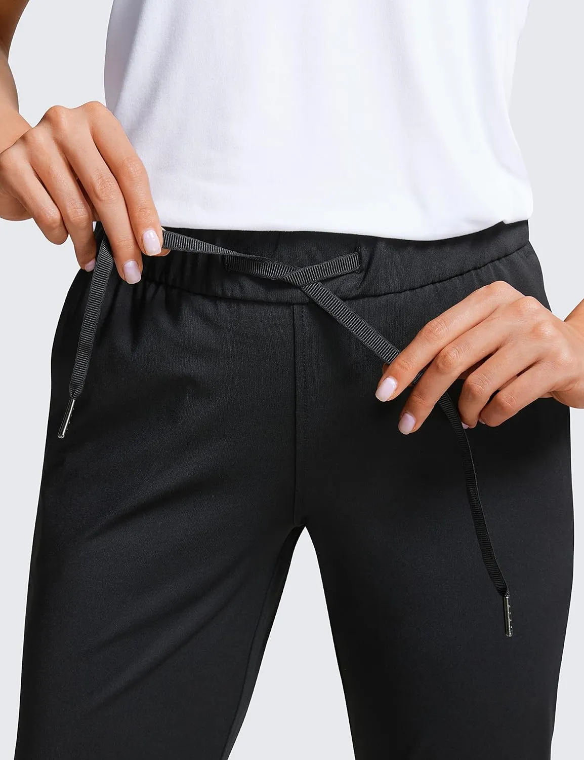 CRZ YOGA 4-Way Stretch Golf Capri for Women 23", Casual Yoga Dress Work Pants with Pockets Workout Athletic Travel