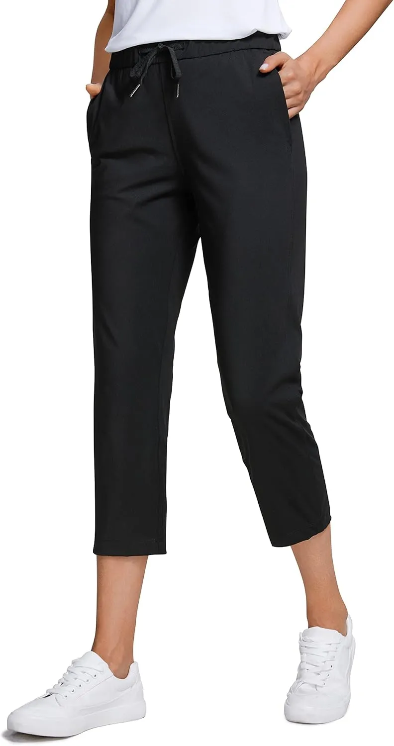 CRZ YOGA 4-Way Stretch Golf Capri for Women 23", Casual Yoga Dress Work Pants with Pockets Workout Athletic Travel