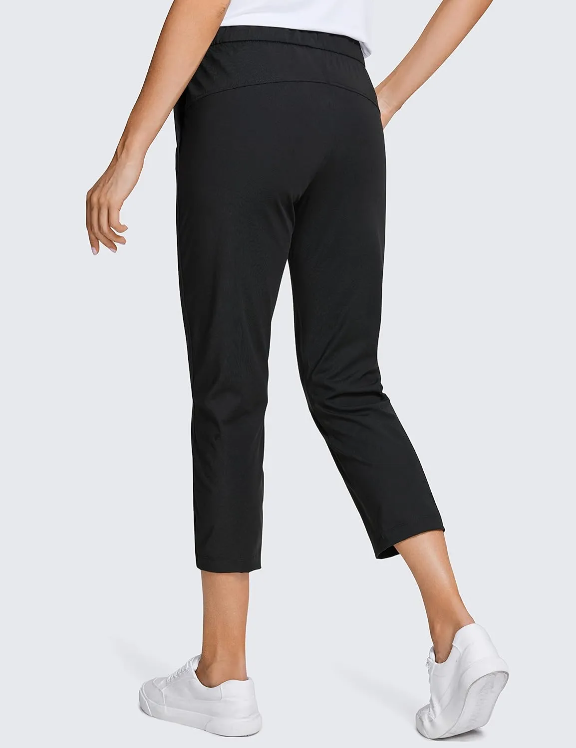 CRZ YOGA 4-Way Stretch Golf Capri for Women 23", Casual Yoga Dress Work Pants with Pockets Workout Athletic Travel