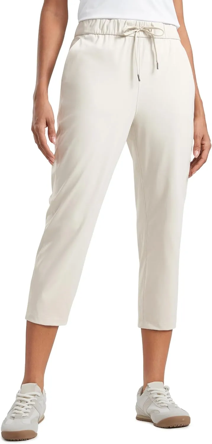 CRZ YOGA 4-Way Stretch Golf Capri for Women 23", Casual Yoga Dress Work Pants with Pockets Workout Athletic Travel