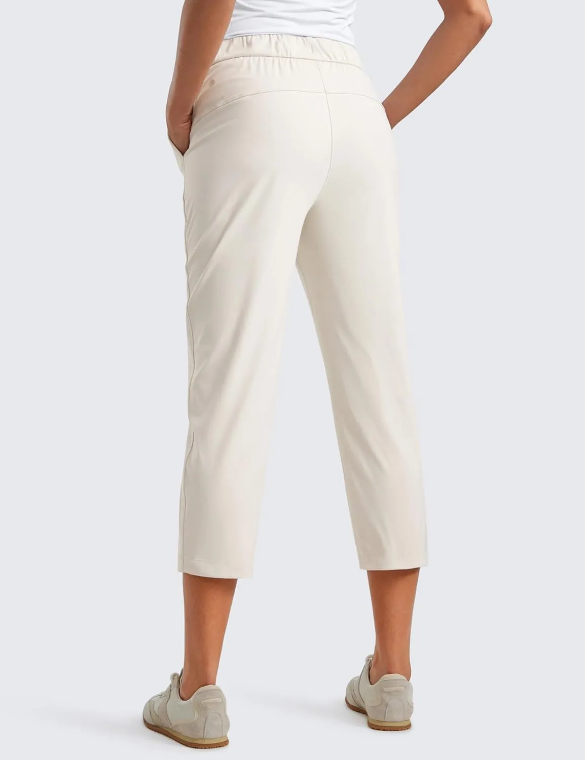 CRZ YOGA 4-Way Stretch Golf Capri for Women 23", Casual Yoga Dress Work Pants with Pockets Workout Athletic Travel