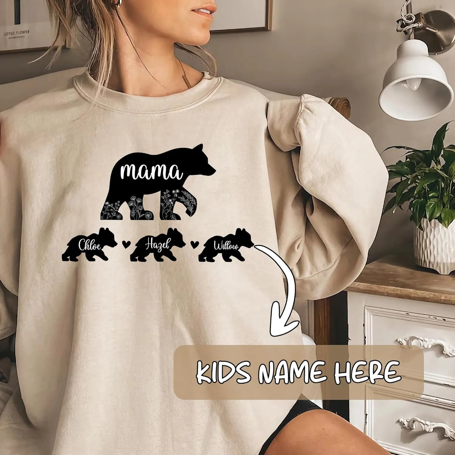 Custom Mama Sweatshirt for Women, Personalized Sweatshirts, Mothers Day Birthday Gifts for Mom From Daughter Son