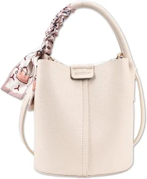 Cute Macaroon Bucket Bag for Women Faux Leather Crossbody Bag Small Purse Handbag Shoulder Bag Silk Ribbon Woven Handle
