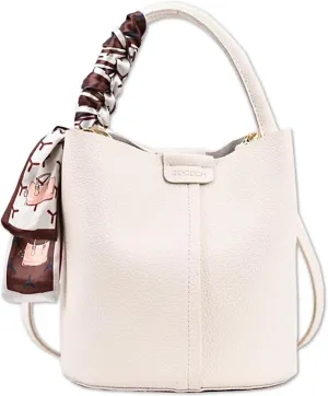 Cute Macaroon Bucket Bag for Women Faux Leather Crossbody Bag Small Purse Handbag Shoulder Bag Silk Ribbon Woven Handle