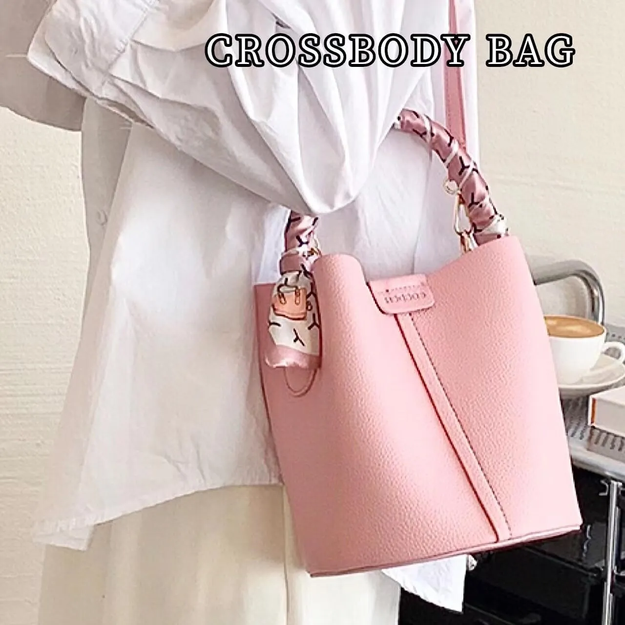 Cute Macaroon Bucket Bag for Women Faux Leather Crossbody Bag Small Purse Handbag Shoulder Bag Silk Ribbon Woven Handle