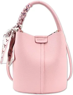 Cute Macaroon Bucket Bag for Women Faux Leather Crossbody Bag Small Purse Handbag Shoulder Bag Silk Ribbon Woven Handle