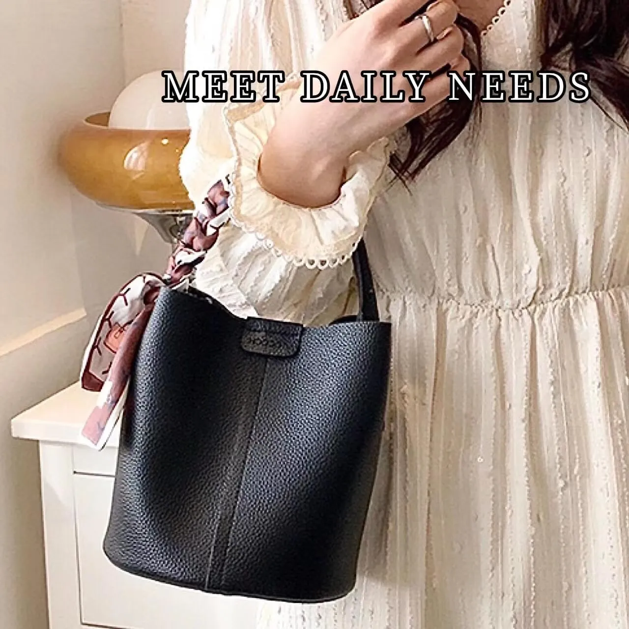 Cute Macaroon Bucket Bag for Women Faux Leather Crossbody Bag Small Purse Handbag Shoulder Bag Silk Ribbon Woven Handle