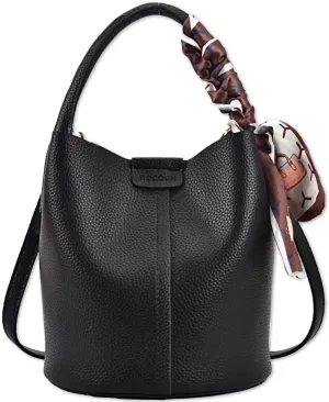 Cute Macaroon Bucket Bag for Women Faux Leather Crossbody Bag Small Purse Handbag Shoulder Bag Silk Ribbon Woven Handle