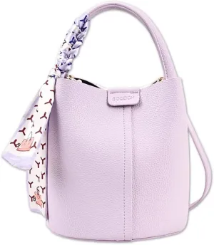 Cute Macaroon Bucket Bag for Women Faux Leather Crossbody Bag Small Purse Handbag Shoulder Bag Silk Ribbon Woven Handle