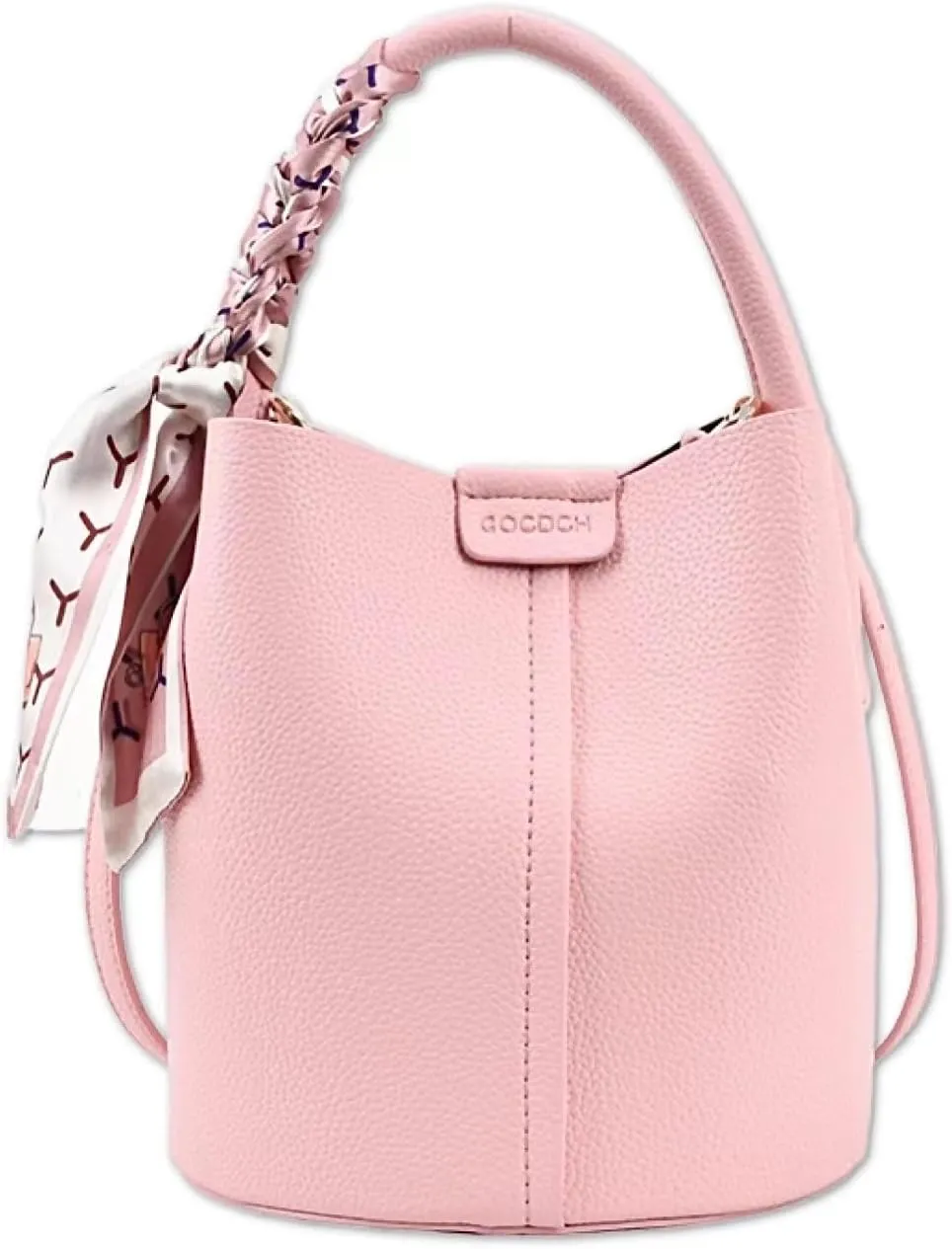 Cute Macaroon Bucket Bag for Women Faux Leather Crossbody Bag Small Purse Handbag Shoulder Bag Silk Ribbon Woven Handle