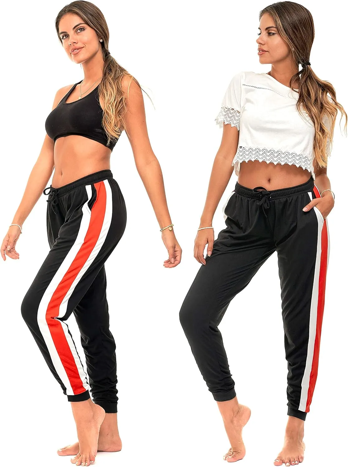 DEAR SPARKLE Jogger with Pockets for Women Drawstring Lightweight Sweats Yoga Lounge Pants   Plus Size (P7)