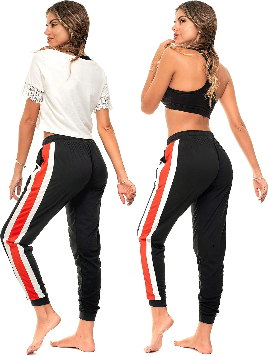 DEAR SPARKLE Jogger with Pockets for Women Drawstring Lightweight Sweats Yoga Lounge Pants   Plus Size (P7)