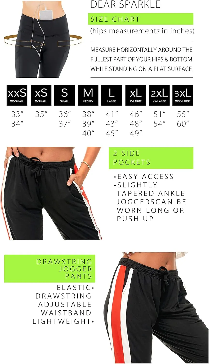 DEAR SPARKLE Jogger with Pockets for Women Drawstring Lightweight Sweats Yoga Lounge Pants   Plus Size (P7)
