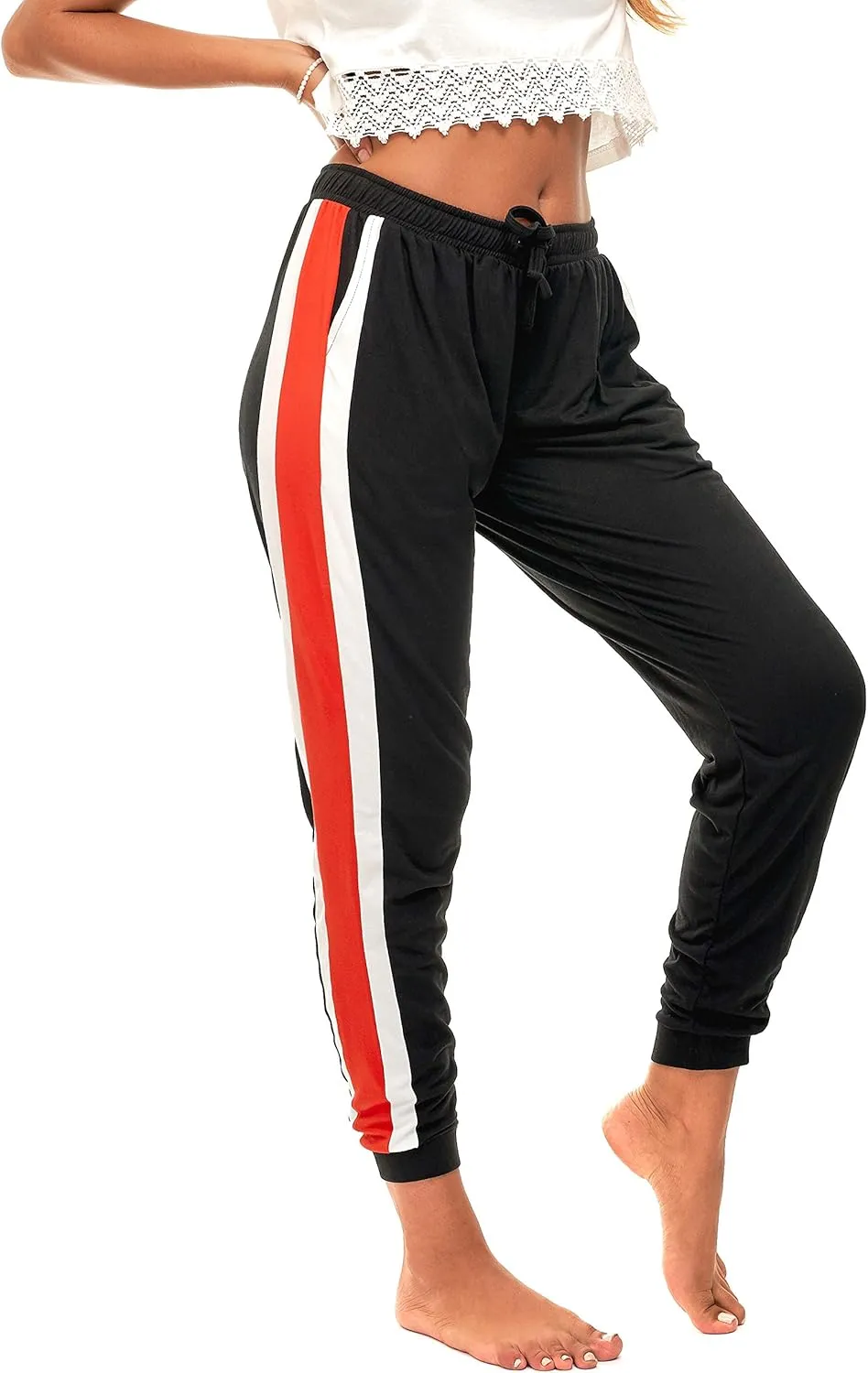 DEAR SPARKLE Jogger with Pockets for Women Drawstring Lightweight Sweats Yoga Lounge Pants   Plus Size (P7)