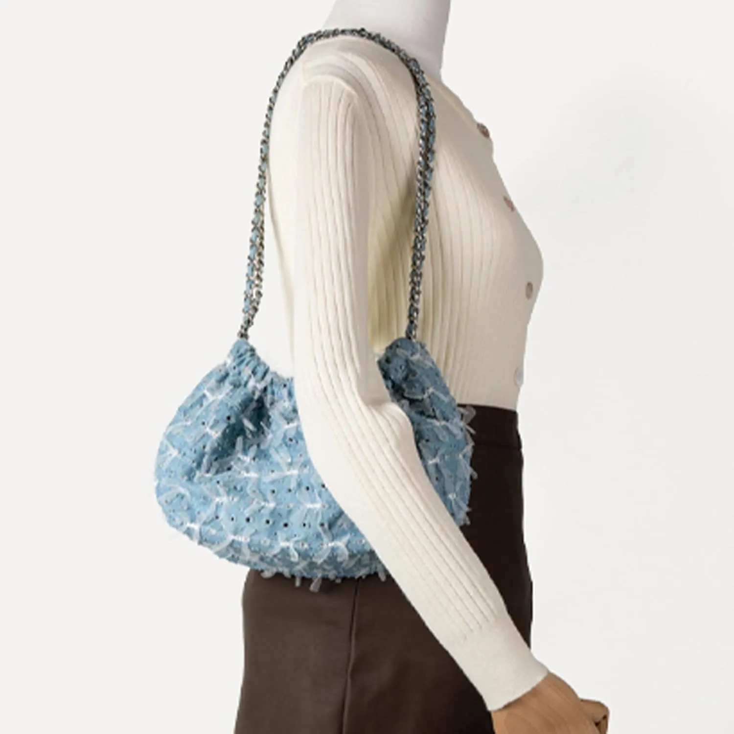 Denim Bucket Bag Purses for Women Denim Crossbody Bags Hobo Denim Handbag