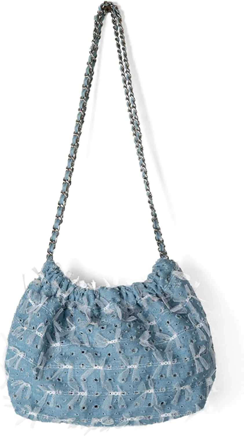 Denim Bucket Bag Purses for Women Denim Crossbody Bags Hobo Denim Handbag