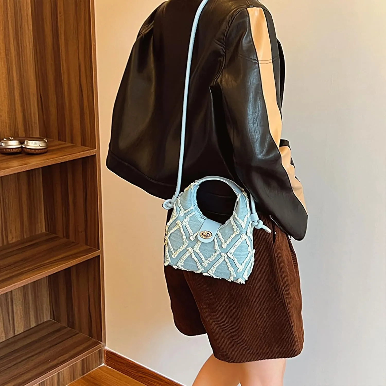 Denim Purses for Women, Jean Purse Denim Crossbody Bag Hobo Bags Shoulder Handbag