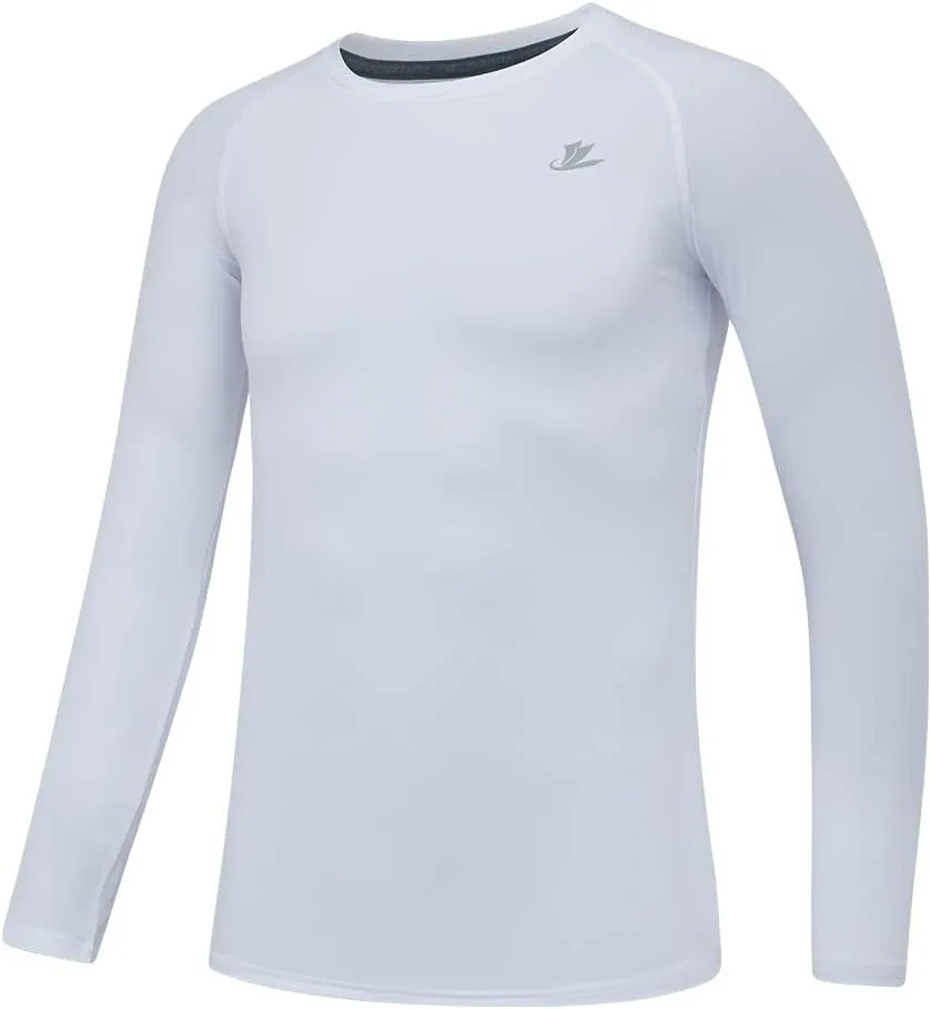 DEVOROPA Youth Boys Compression Shirt Long Sleeve Football Baseball Undershirt Quick Dry Kids Sports Baselayer Crewneck