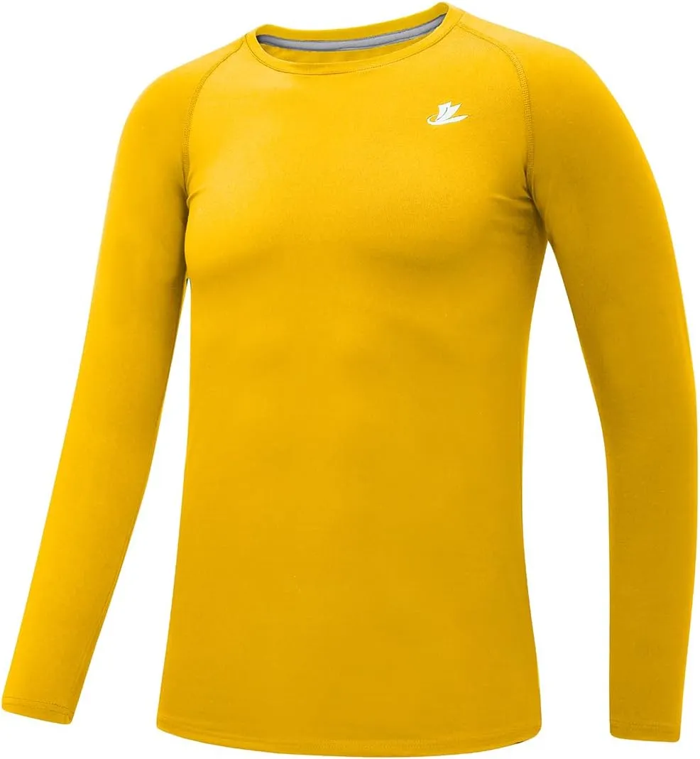 DEVOROPA Youth Boys Compression Shirt Long Sleeve Football Baseball Undershirt Quick Dry Kids Sports Baselayer Crewneck