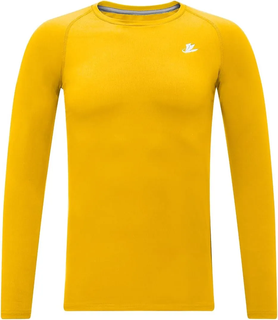DEVOROPA Youth Boys Compression Shirt Long Sleeve Football Baseball Undershirt Quick Dry Kids Sports Baselayer Crewneck