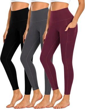 Dimore 4 Pack Workout Leggings for Women with Pockets,High Waisted Tummy Control Yoga Pants for Workout Running