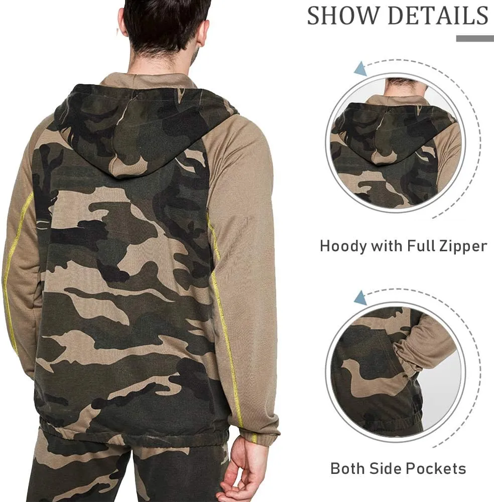 DUOFIER Men's Hooded Athletic Tracksuit Casual Full Zip Jogging SweatSuits