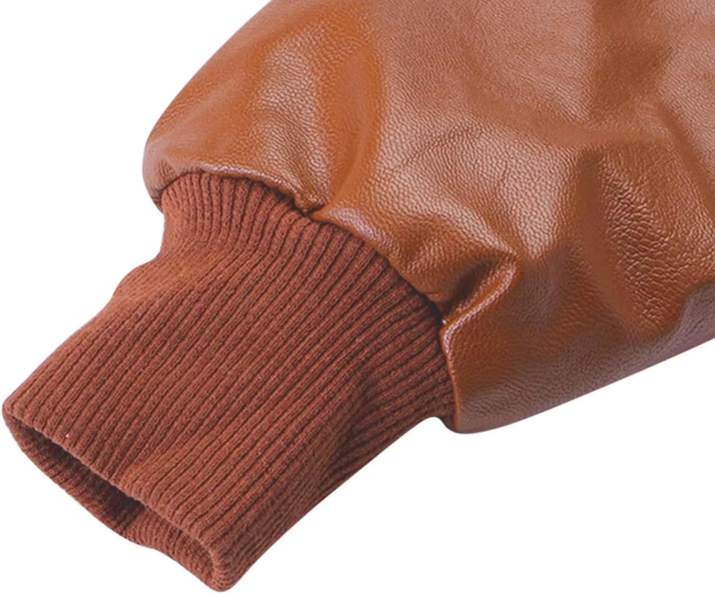 Evelin LEE Kids Boys Long Sleeve Zip Up PU Leather Jacket Coat Loose Casual Moto Outwear