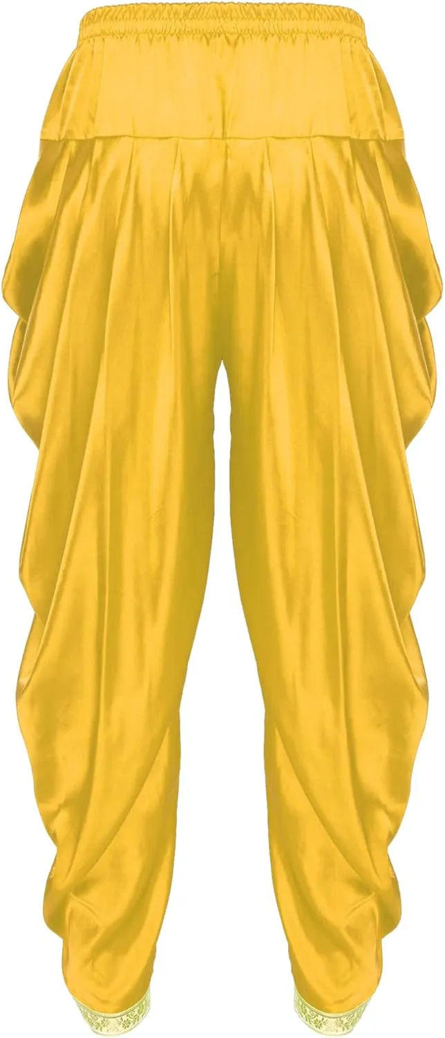 FEESHOW Men's Elastic Waist Harem Pants Dhoti Pants Baggy Palazzo Trousers Arabian Prince Costume