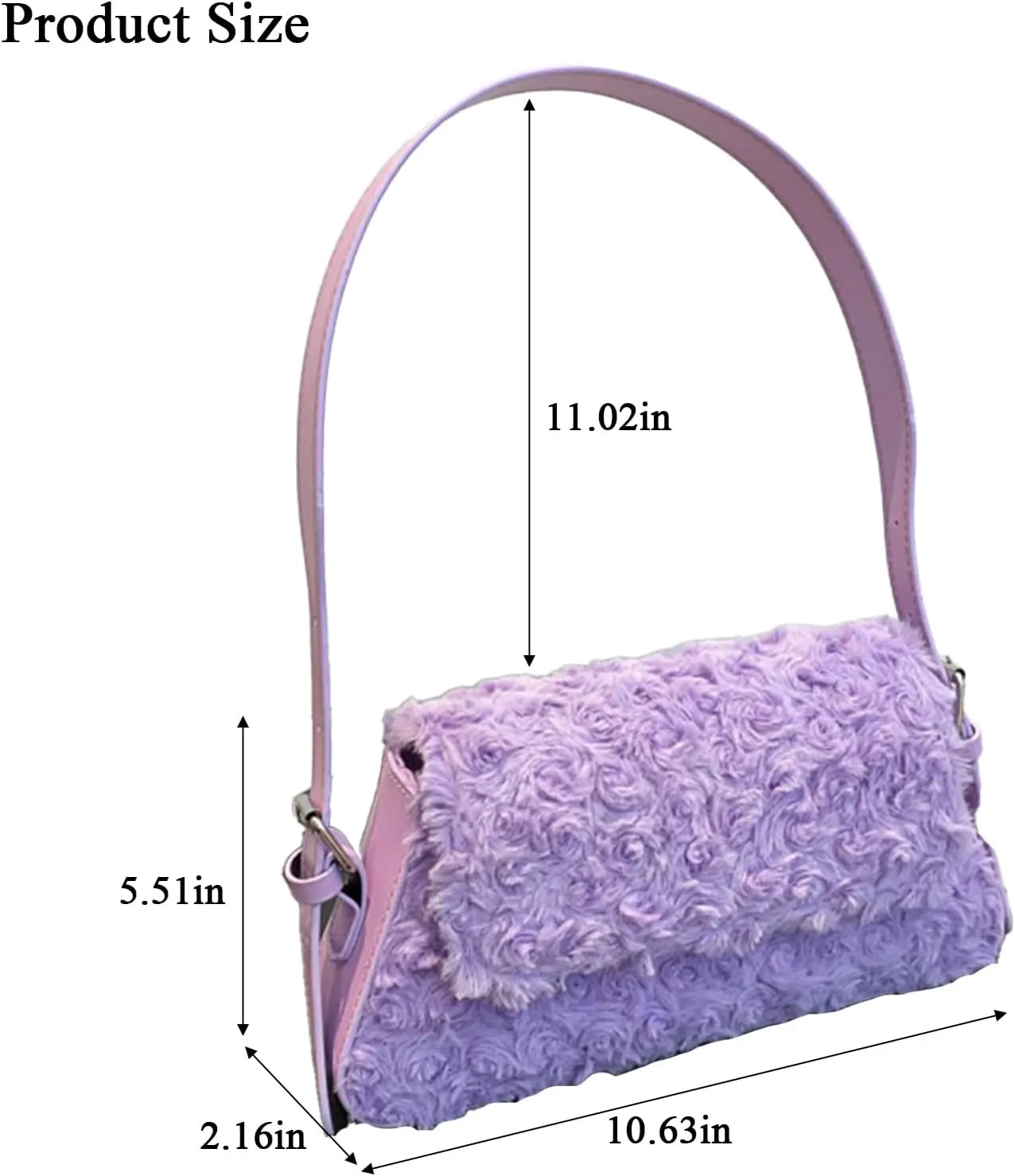 Fluffy Shoulder Bag, Fuzzy Tote Bag Faux Fur Flower Purse Shoulder Handbags for Women