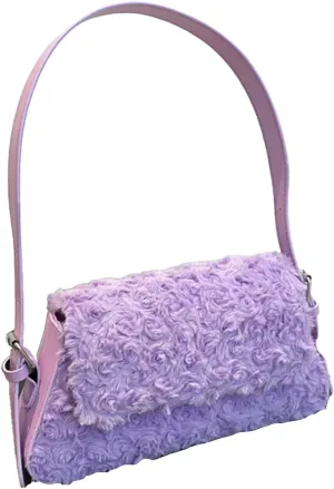 Fluffy Shoulder Bag, Fuzzy Tote Bag Faux Fur Flower Purse Shoulder Handbags for Women