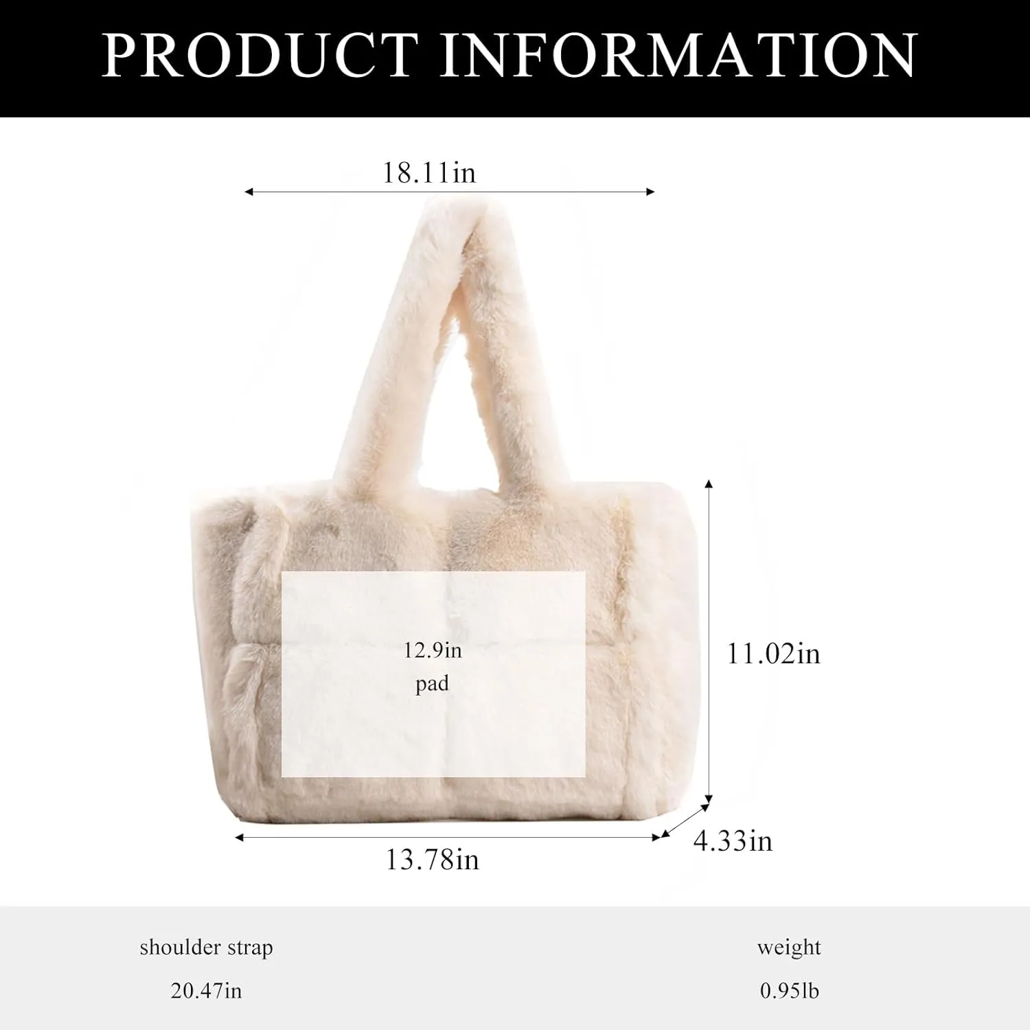Fluffy Tote Bags Winter Furry Purse for Women Y2K Faux Fur Bag Fuzzy Shoulder Handbag