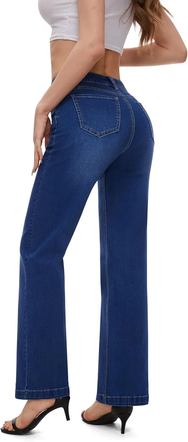 FLYING BANANA Women's High Waisted Wide Leg Baggy Jeans Stretchy Loose Denim Pants