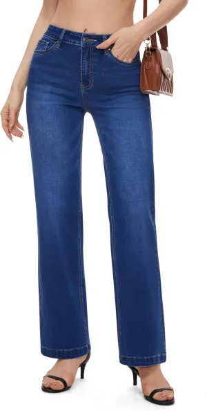 FLYING BANANA Women's High Waisted Wide Leg Baggy Jeans Stretchy Loose Denim Pants