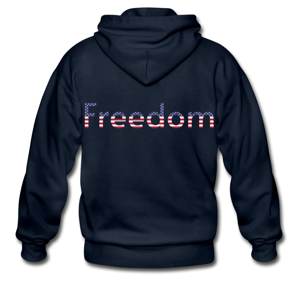 Freedom Patriotic Word Art Gildan Heavy Blend Adult Zip Hoodie