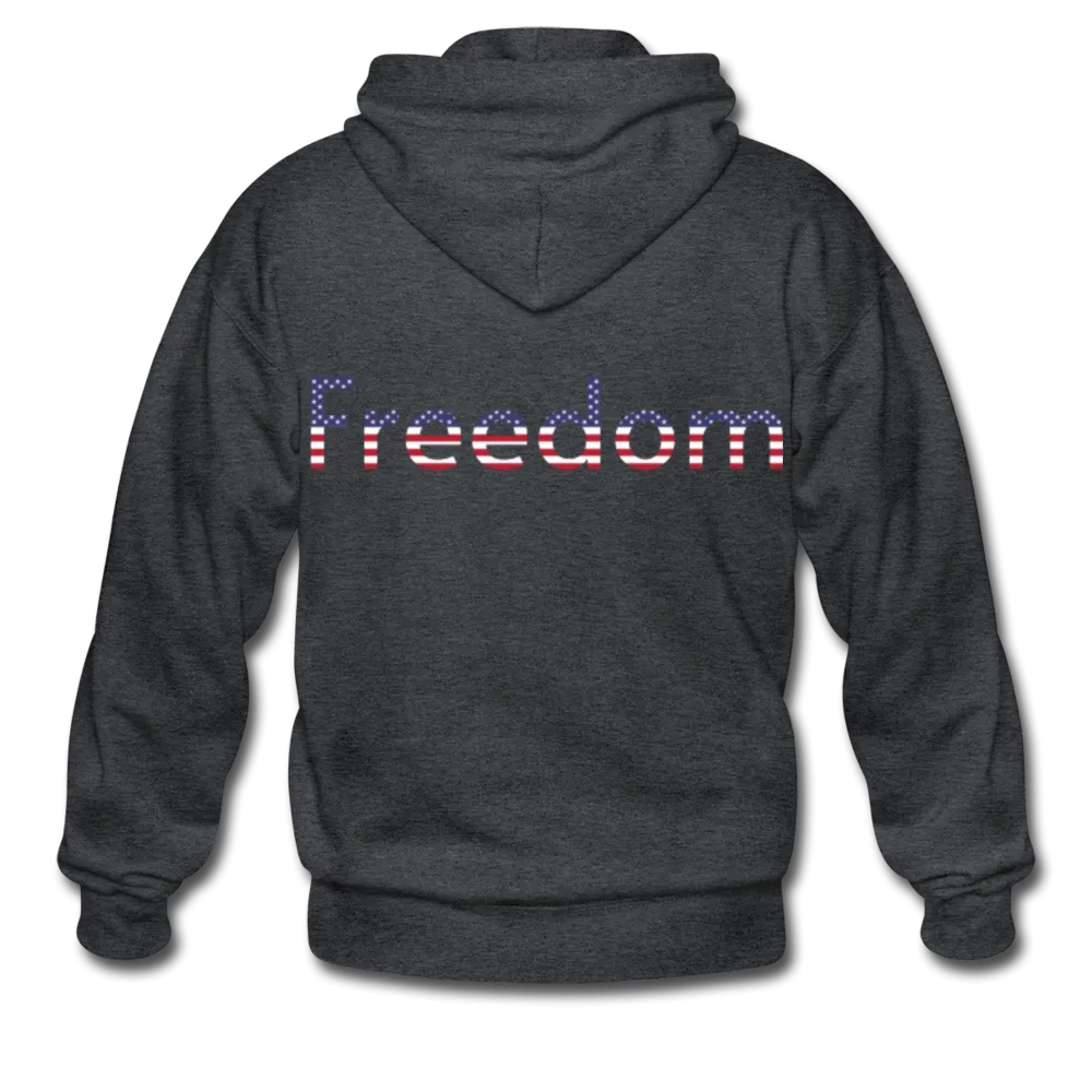Freedom Patriotic Word Art Gildan Heavy Blend Adult Zip Hoodie