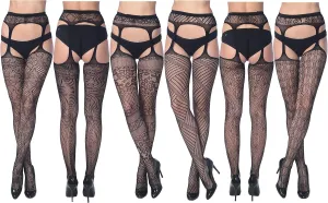 Frenchic Fishnet Women's Lace Stockings Tights Sexy Pantyhose Regular & Plus Sizes (Pack of 6)