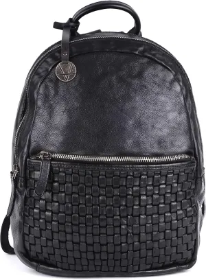 Genuine Leather Backpack for Men, Casual Backpack for Women Office Bag with Adjustable Shoulder Strap (VL-054-BLACK)