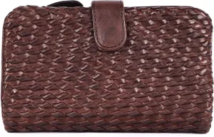 Genuine Leather Wallets for Women, Small Wallet for Ladies Zipper Coin Purse Credit Card Holder with Strap (VL-163-BROWN)