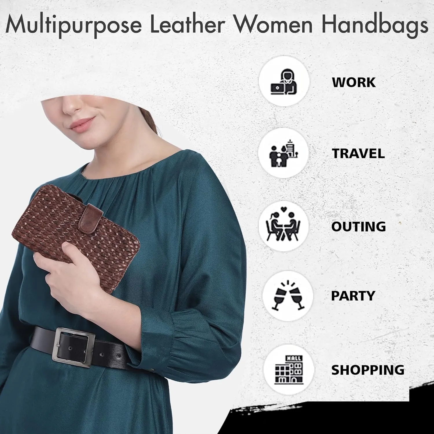 Genuine Leather Wallets for Women, Small Wallet for Ladies Zipper Coin Purse Credit Card Holder with Strap (VL-163-BROWN)