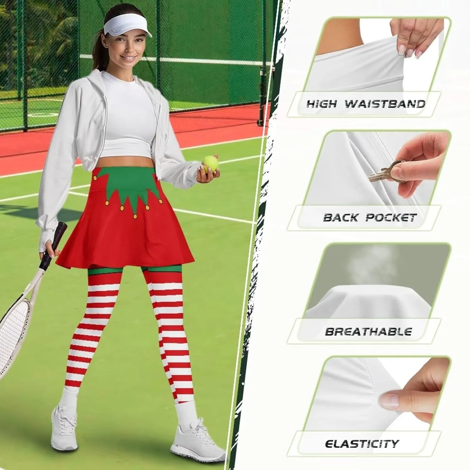 Golf Skirt for Women High Waisted Ruffle Pleated Tennis Skorts Pant Tummy Control Gym Skirt Pants Plus Size XS-3XL