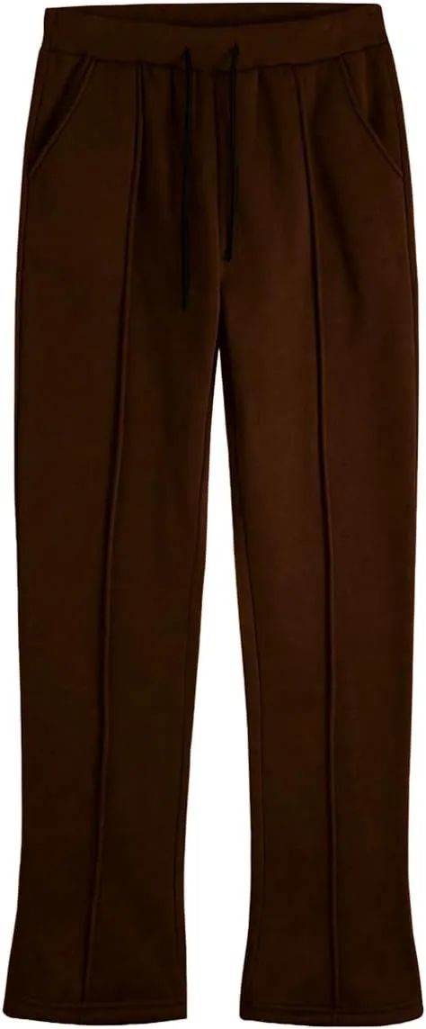 GORGLITTER Men's Letter Graphic Drawstring Waist Pants Stacked Flared Cool Sweatpants with Pockets