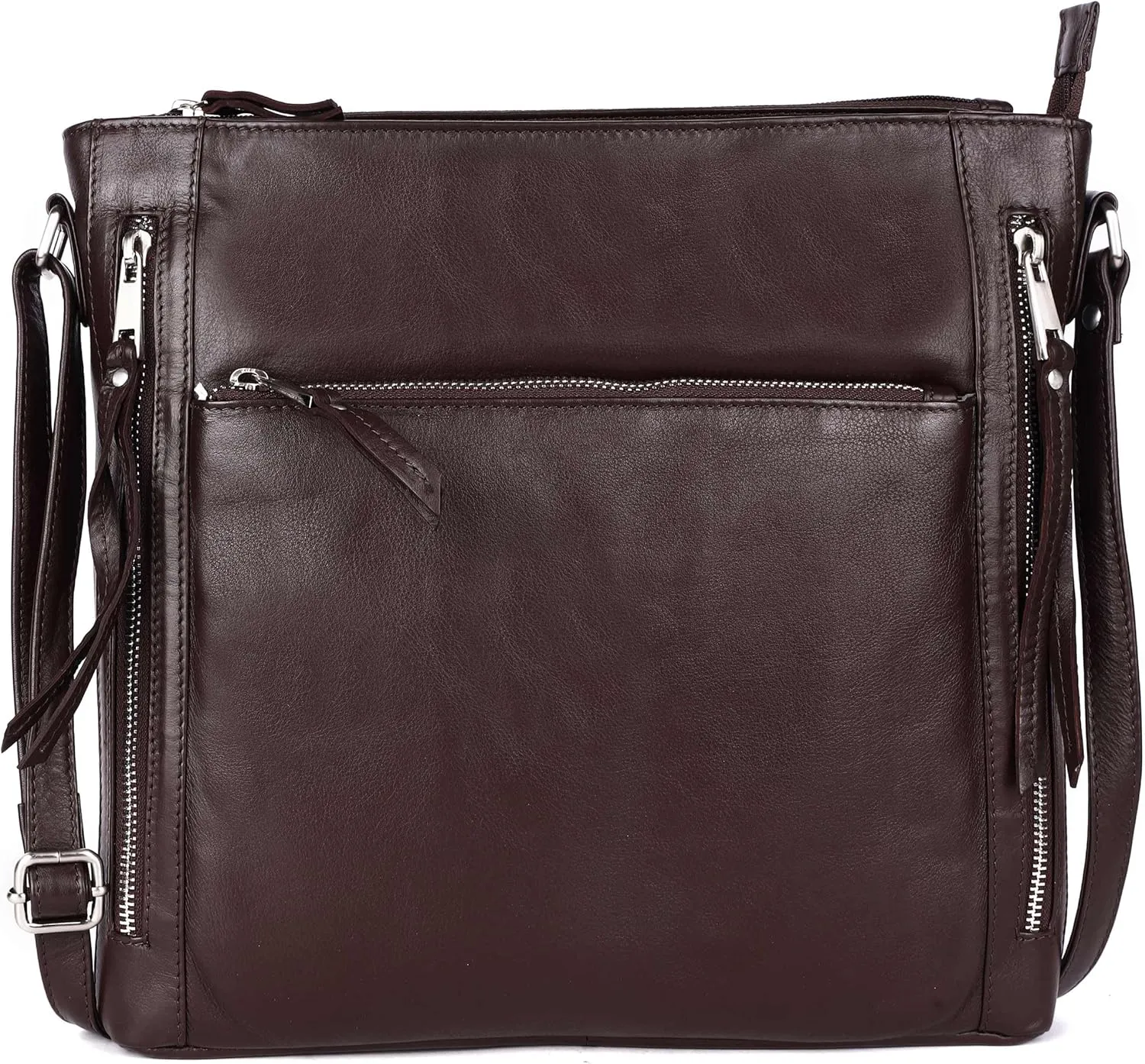 Grace Soft Napa Real Leather Large Cross body handbag-Double Zip Premium Sling Crossover Shoulder Bag for Women