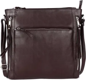 Grace Soft Napa Real Leather Large Cross body handbag-Double Zip Premium Sling Crossover Shoulder Bag for Women