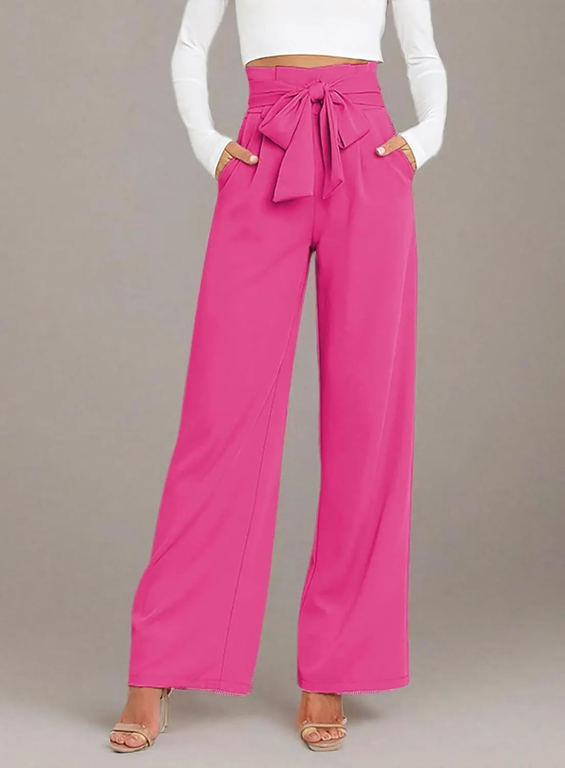 GUOLEZEEV High Waist Wide Leg Pants for Women Business Casual Outfits Dress Pants