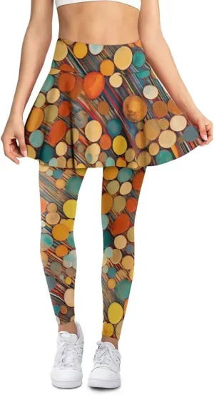 Hand Drawings Womens Skirt Leggings Lotus Flower Skirts Pants Running Tiger Painting Slim Trousers with Skirt
