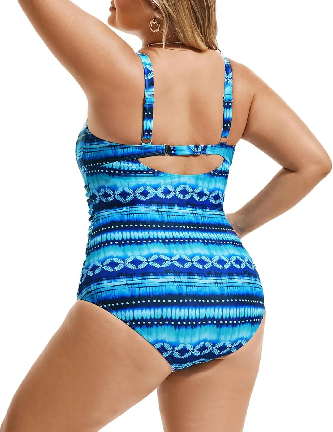Hanna Nikole Women Plus Size One Piece Swimsuits Tummy Control Bathing Suit Twist Front Ruched Push Up Swimwear