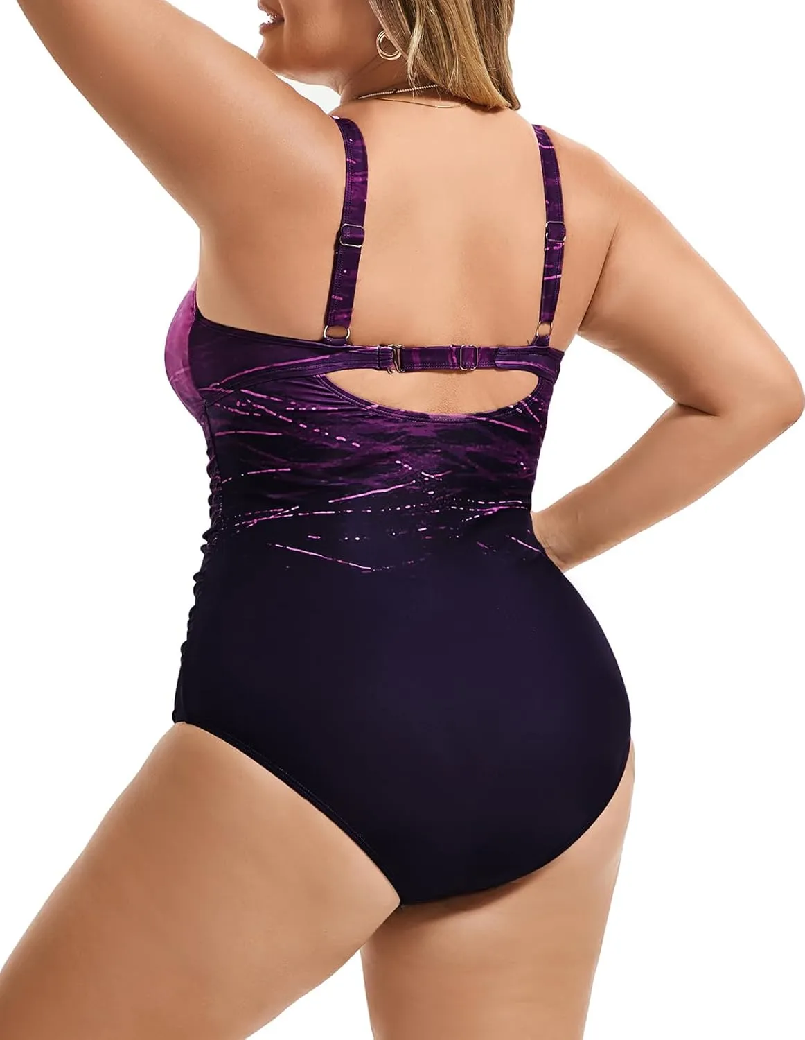 Hanna Nikole Women Plus Size One Piece Swimsuits Tummy Control Bathing Suit Twist Front Ruched Push Up Swimwear