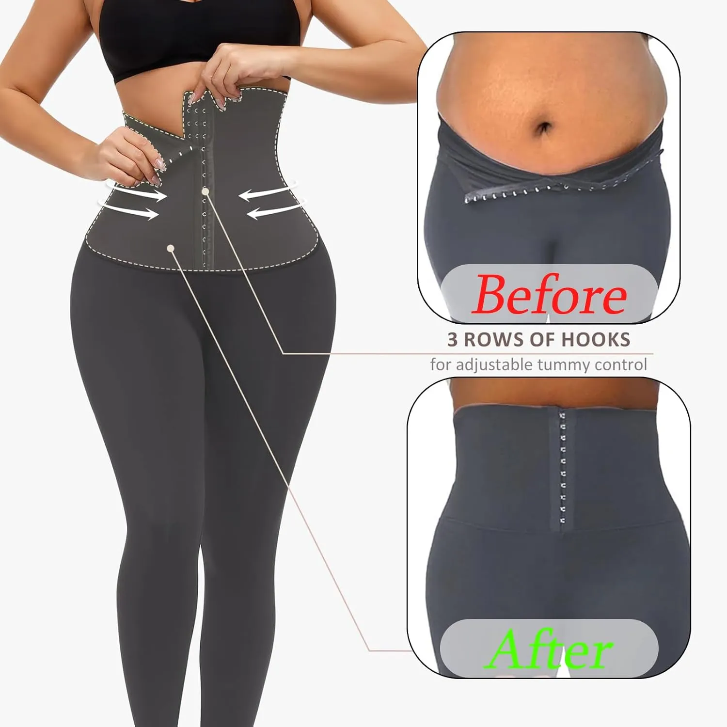 High Waisted Corset Leggings for Women with Magic Waist Shaper Waist Trainer Yoga Pants Tummy Control