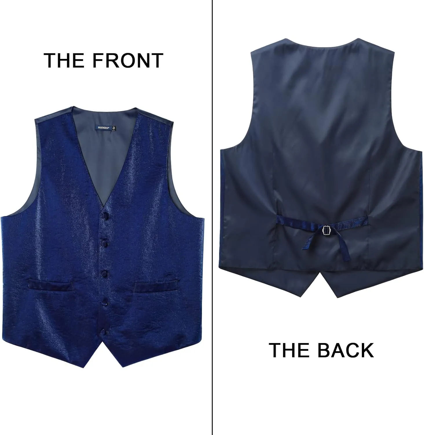 HISDERN 3PC Men's Paisley Floral Jacquard Suit Vest & Necktie and Pocket Square Formal Waistcoat for Tuxedo Wedding Party