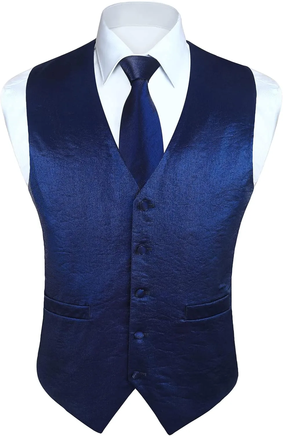 HISDERN 3PC Men's Paisley Floral Jacquard Suit Vest & Necktie and Pocket Square Formal Waistcoat for Tuxedo Wedding Party